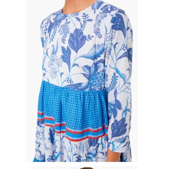 NWT Ro’s Garden Tiffany Rene blue block print mini dress - Picture 2 of 15